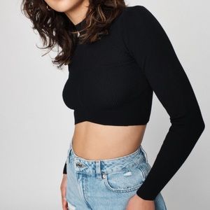 Fitted Black Long Sleeve Top